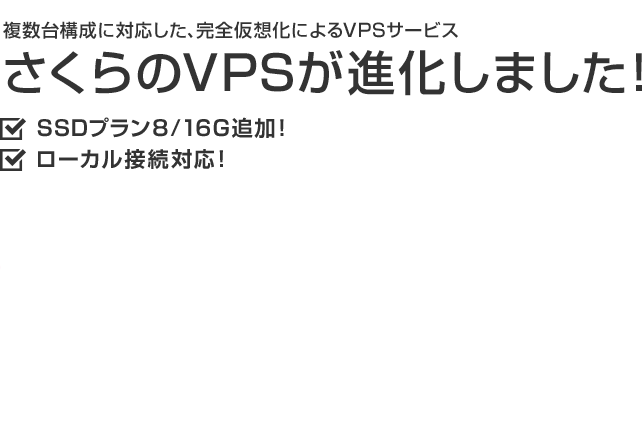 さくらのVPS 複数台構成対応 SSDプラン8/16G追加 ローカルネットワーク対応
