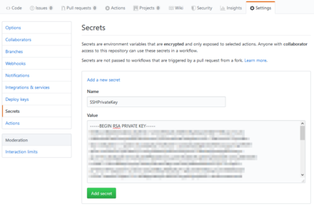 図12 「Name」および「Value」を指定して秘密情報を登録する
