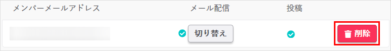 削除したいアドレスの『削除』をクリック