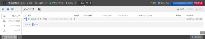 スイッチ一覧画面