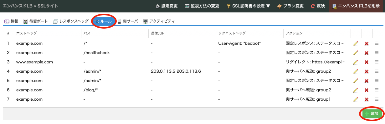 ルールタブで新規追加が可能
