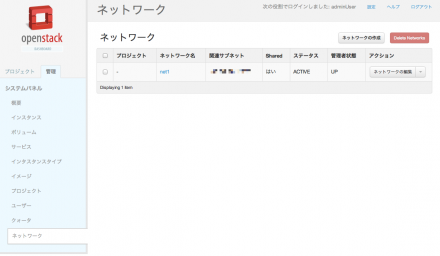 図1 OpenStack Dashboardからのネットワーク管理も可能だ