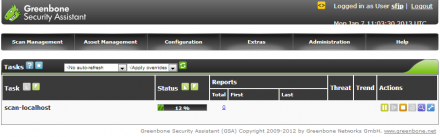 図6 スキャン実行中は「Status」部分に進捗が表示される