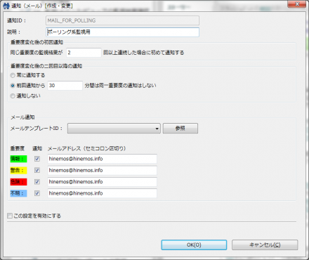 図12 デフォルトで用意されているメール通知設定（通知ID「MAIL_FOR_POLLING」）