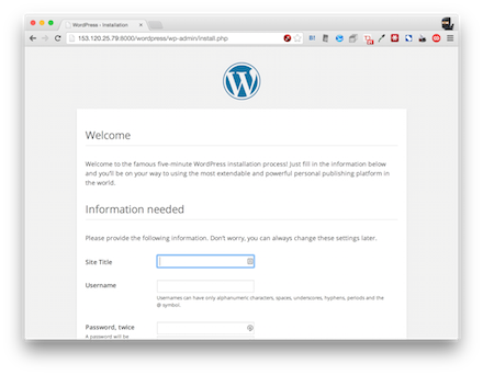 WordPress実行画面