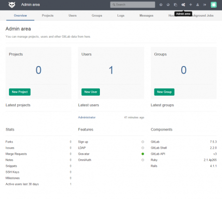 図13 GitLabの「Admin area」画面