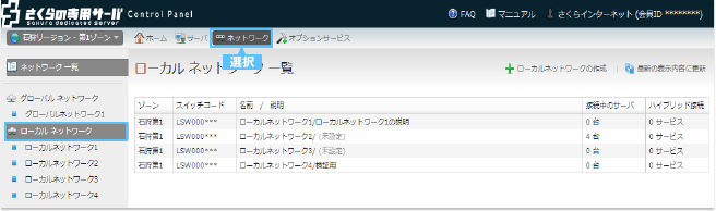 ネットワークリスト