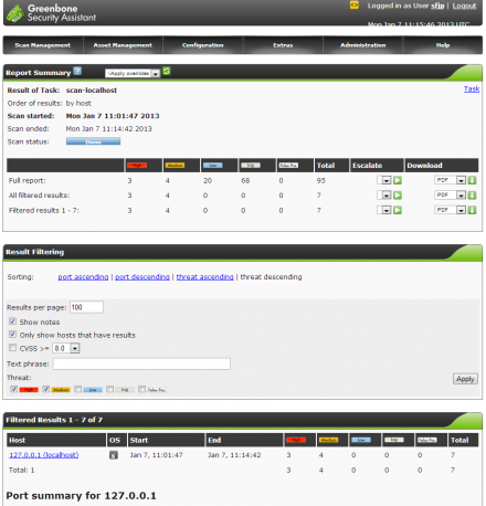 図8 スキャンの実行日をクリックするとスキャンレポートが表示される