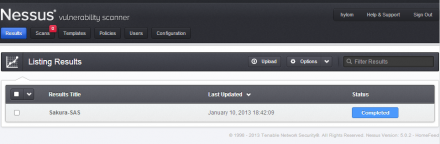 図15 完了したスキャンは「Results」画面からその結果を確認できる