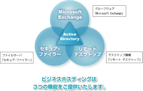 ビジネスホスティングは3つの機能をご提供します。