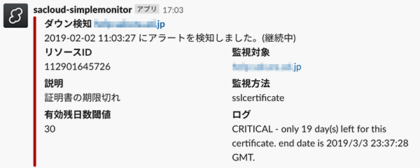 Slack通知のイメージ