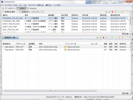 図2 「監視設定」パースペクティブ