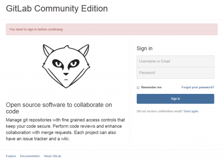 図10 GitLabのログイン画面