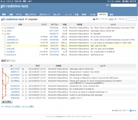 図6 Redmineのリポジトリブラウザ