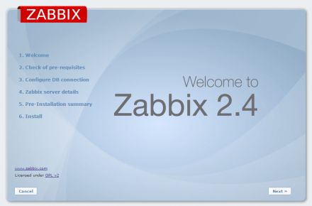 図2 Zabbixの初期設定画面