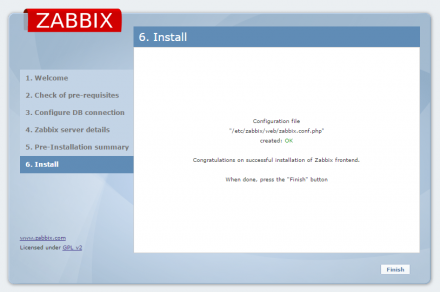 図7 初期設定作業が完了すると「OK」が表示されるので、「Finish」をクリックする