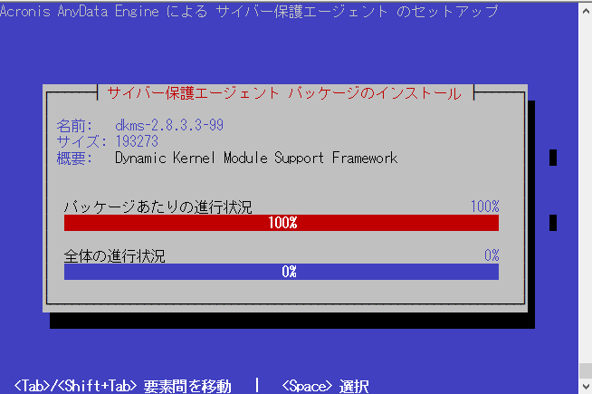 インストールの進行画面