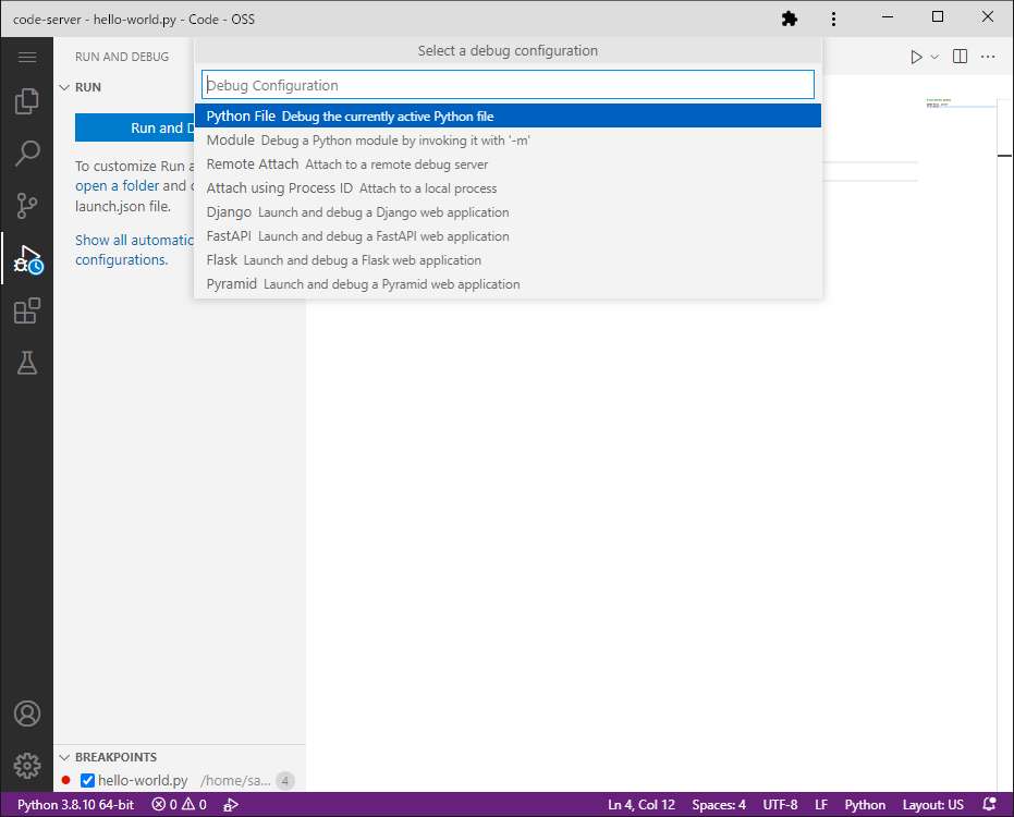 Python File を選択する