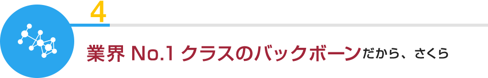 4:業界No.1クラスのバックボーンだから、さくら