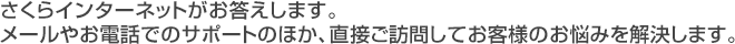 さくらインターネットがお答えします。メールやお電話でのサポートのほか、直接ご訪問してお客様のお悩みを解決します。