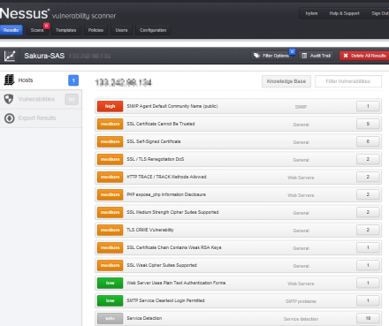 図17 発見された脆弱性および各種情報一覧