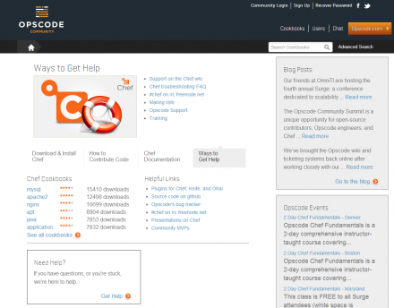 図1 Cookbookを公開しているOpscodeのコミュニティサイト