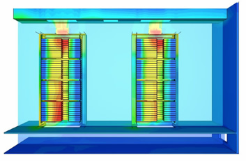 イメージ:「従来ラック使用時の熱解析結果」