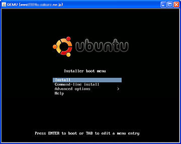 イメージ:「VNCコンソール」OSインストール画面