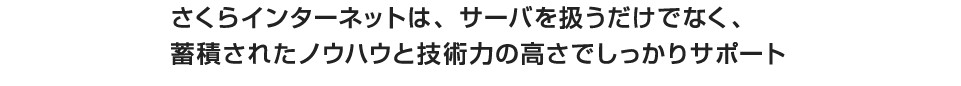 さくらインターネットは、サーバを扱うだけでなく、蓄積されたノウハウと技術力の高さでしっかりサポート