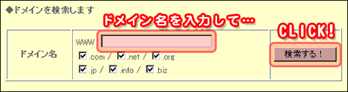 希望ドメイン入力
