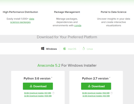 図1 Anacondaのダウンロードページ