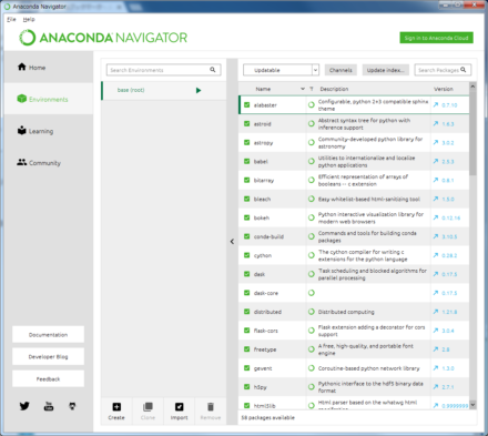 図19 「Updatable」を選択すると、アップデートできるパッケージのみが表示される
