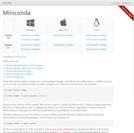 図28 condaと最小限のPython環境のみをインストールできる「Miniconda」