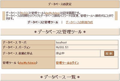 データベースの設定