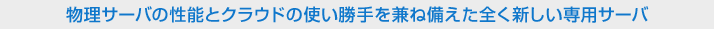 物理サーバの性能とクラウドの使い勝手を兼ね備えた全く新しい専用サーバ