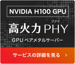 NVIDIA H100 Tensor コア GPU搭載 GPUベアメタルサーバー 高火力 PHY(ファイ)の詳細を見る