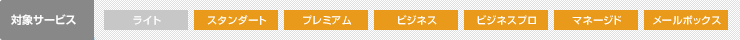 対象サービス:スタンダート、プレミアム、ビジネス、ビジネスプロ、マネージド、メールボックス