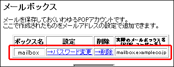 メールボックスの設定完了