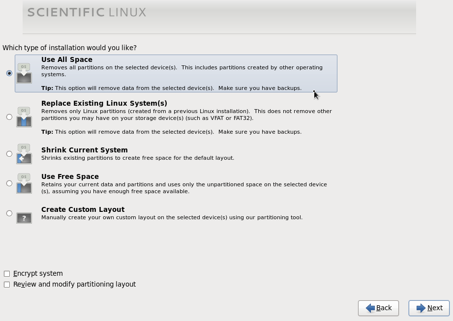 ScientificLinuxインストーラー